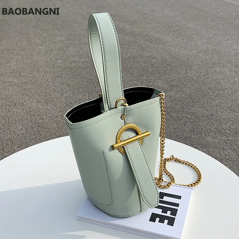 

Retro Solid Color Tote Bucket Bag New High-quality Pu Leather Women's Designer Hand Bag Vintage Shoulder Messenger Bag