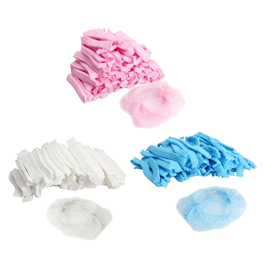 100 Pcs Disposable Hair Head Covers Net Bouffant Cap Non Woven Disposable Shower Caps Anti Dust Hat Spa Salon Beauty Accessories
