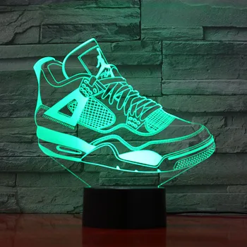 3D LED 라이트 스니커즈 로그인 아크릴 착시 야간 램프, RGB 깜박이 멋진 선물 데스크탑 설치 컴퓨터 백라이트 룸 장식