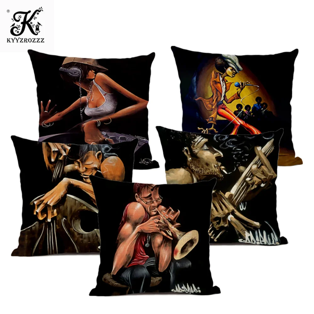 

Fashion Cushion Cover Rock Band Pattern Decorative Pillow 45x45cm Linen Home Sofa Backrest Pillow Bar Car Accessories Pillow