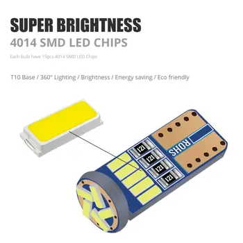 

50pcs Wedge Side Light T10 4014 LED Canbus 15 SMD W5W Car Backup Signal