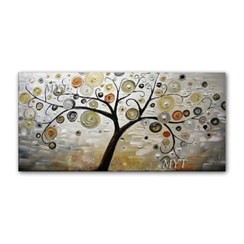 

Free Shipping Artwork Colorfull Money Tree Oil Abstract Painting Canvas for Wall Art Picture For Living Room Home Decor Unframe