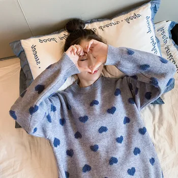 

Spring New Style Hipster GIRL'S Heart Sweater Faux Mink Cashmere Loose-Fit Online Celebrity Pullover Knitted Jacket Women's