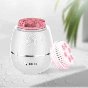 

Sonic Vibrating Facial Cleansing Brush Two Brush Heads Electric Facial Cleanser 4 Modes Exfoliating & Massage Wireless Charging
