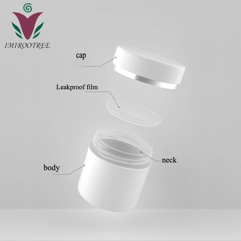 10set 100g 100ml PP 화이트 더블 벽 화장품 용기 크림 항아리 와이드 입 항아리 실버 링 캡 크림 포장