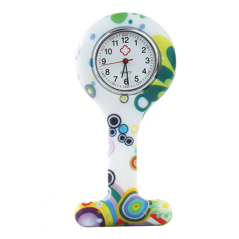Pocket Watch Casual Silicone Nurse Watch Multicolor Pattern Arabi Numerals Round Dial Women Nurses Brooch Tunic Fob Watches Pocket Watches