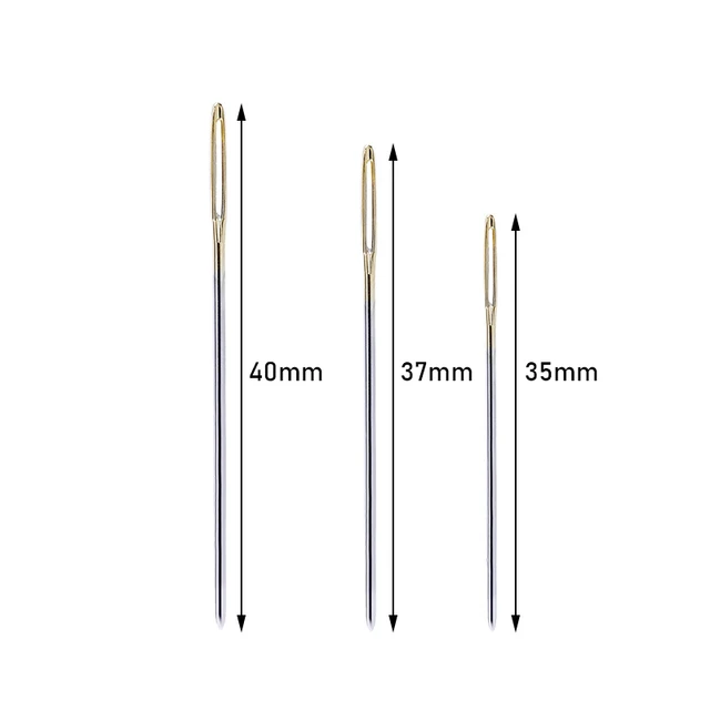 Leather Crafts Sewing Needle,Round Head Blunt Pint,Pointed Prism Sharp Tool  for Embroidery Stitching Gold Tail Big Eye Needles