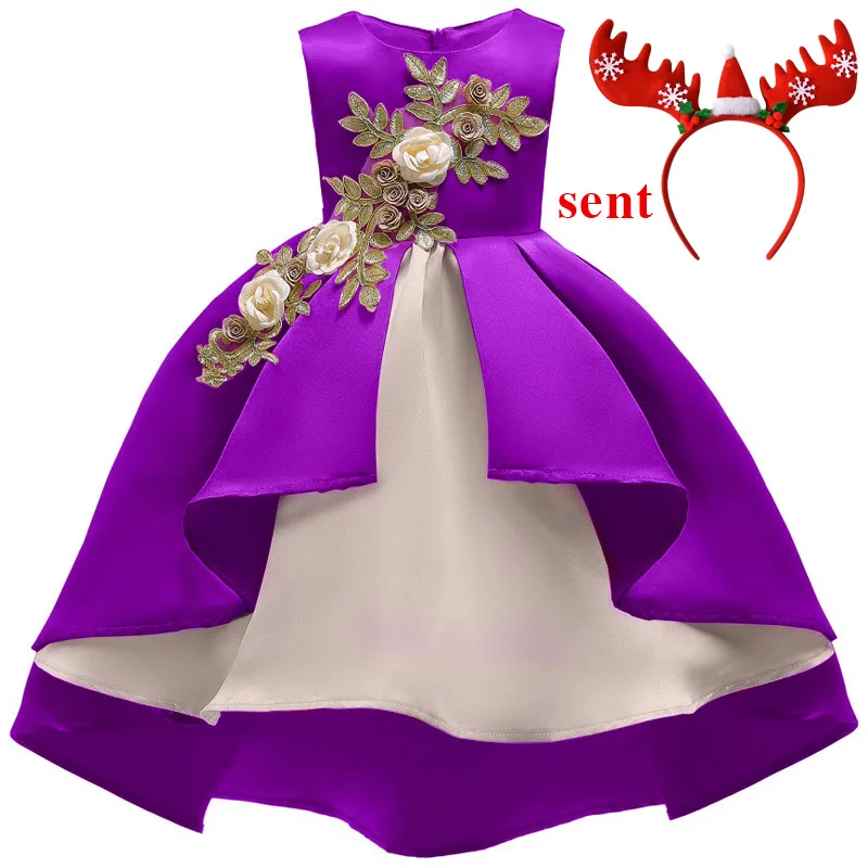 Шелковое платье принцессы с вышивкой для маленьких девочек на свадьбу; вечерние платья для маленьких девочек; модная детская одежда на Рождество