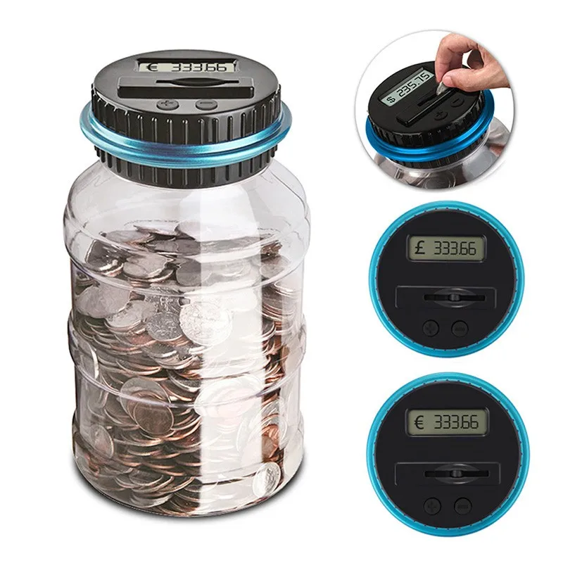 Electronic count Piggy Bank Counter Coin Digital LCD Counting Coin Money Saving Box Jar Coins Storage Box For USD EURO GBP Money