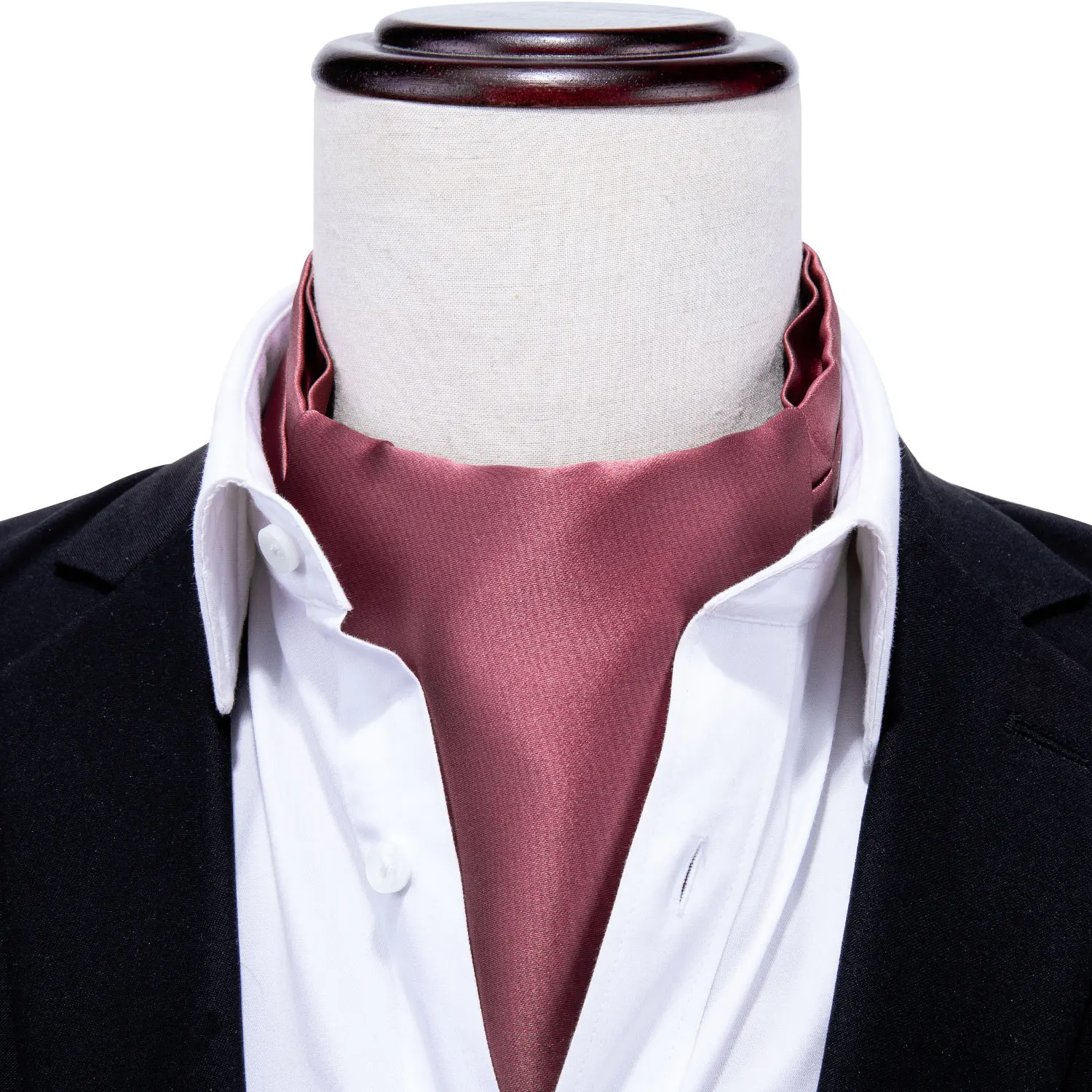 

Silk Solid Pink Bean Paste Scarf Tie For Men Ascot Tie Suit Men's Necktie Jacquard Pocket Square Cufflinks Barry.Wang AS-013