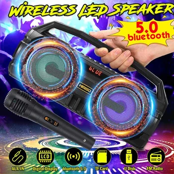

Portable bluetooth 5.0 Speaker 10W Stereo Bass Colorful LED Light Wireless Speakers Loudspeaker FM Radio Soundbar Subwoofer