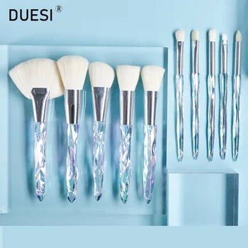 

DUESI 10Pcs Makeup Brushes Set Gradient Crystal Foundation Contour Fan Powder Eyeshadow Eyebrow Blending Cosmetic Brush Tools