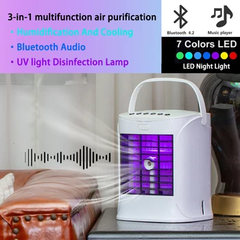 

Desktop Bluetooth Music Speaker Air Conditioner Fan Spray Humidifier UV disinfection Night Light 7Color Change For Home Office