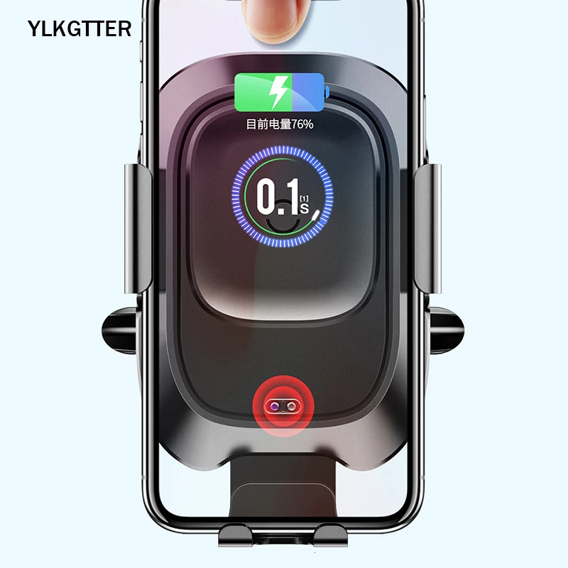 YLKGTTER инфракрасная индукция 10 Вт автомобильное беспроводное зарядное устройство для iPhone 11 XR Xiao Mi note 10 Mi9 huawei Mate30 Sumsung QI зарядное устройство стоп