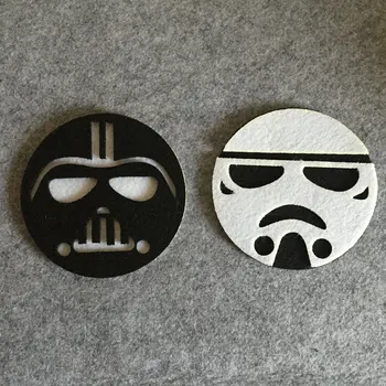 

50pcs Star Wars Cup Pads Cartoon Darth Vader White Soldiers Double Layer Cloth Felt Cup Mat Kitchen Drink Tool Top Quality
