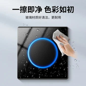 

KAMANNI luxury light push button switches Glass panel Wall power light switch with indicator light 1 2 3 4 gang 1 2-way 220V