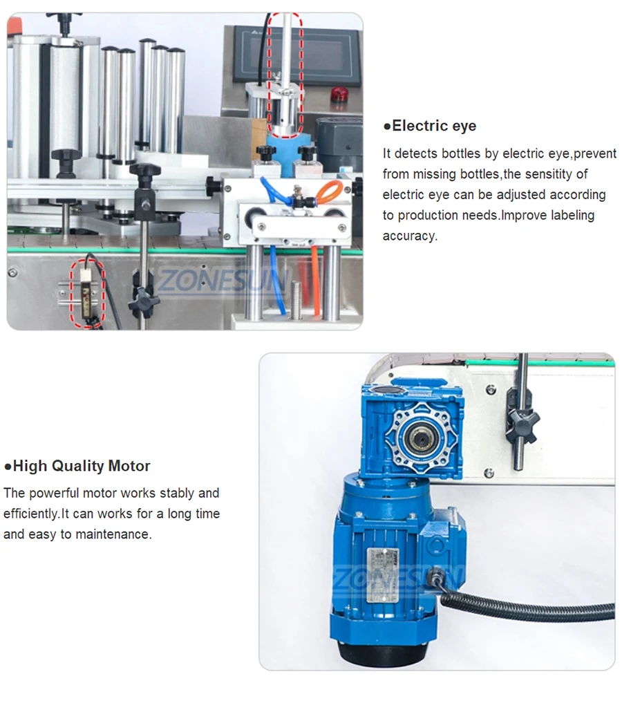 ZONESUN ZS-TB260 Máquina automática de rotulagem e posicionamento redondo de dois lados 