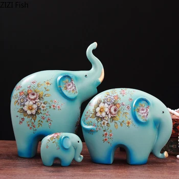

European Elephant Decoration Creative Ceramic Elephant TV Cabinet Living Room Home Decoration Accessories Lucky Feng Shui Gift