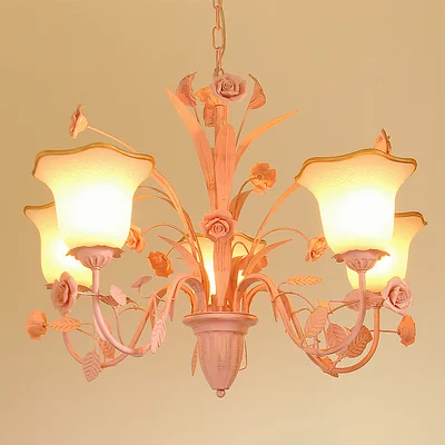 Pink 5 light Люстра для гостиной, современная Европейская светодиодная люстра, светильник ing, простая роскошная атмосфера, светильник для столовой, новая стеклянная Подвесная лампа - Цвет абажура: Pink 5 light
