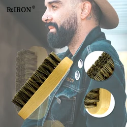 RIRON Private Label Beard Brush Boar Bristle Moustache Shaving Comb Man Facial Hair Cleaning Brush