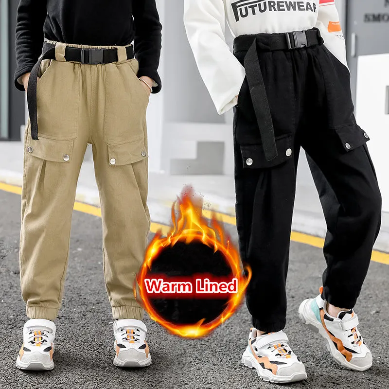 

Pants for Girls Winter Cargo Pants Clothes Girls Autumn Winter Fake Pockets Sports Pants for Big Girls Wide Leg Cotton Trousers
