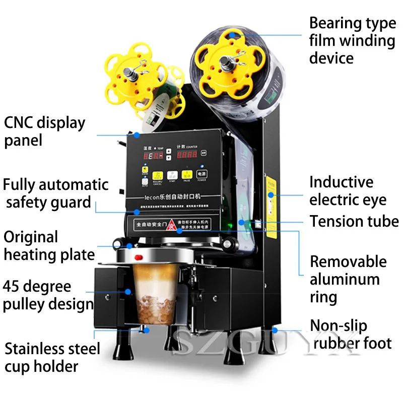 Автоматическое запечатывающее устройство оборудование для чайного магазина коммерческий соевый молочный напиток машина для запечатывания бумаги пластиковая крышка для чашки машина для чашки