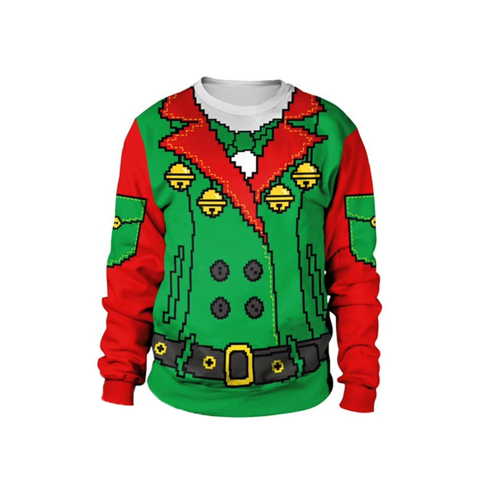 Women And Men Funny Christmas Print Sweatshirts Tops Fashion Warm Long-sleeve Sweatshirt Casual Loose Pullover Fit Dark Hooded 2