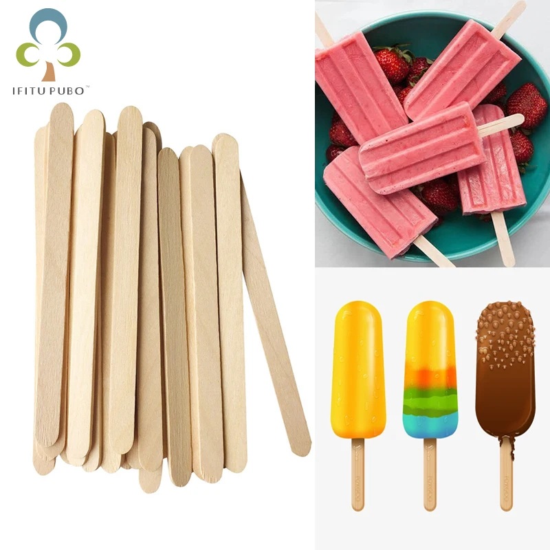 

50Pcs/Lot Wooden Popsicle Sticks Natural Wood Ice Cream Sticks Kids DIY Hand Crafts Art Ice Cream Lolly Cake Tools ZXH