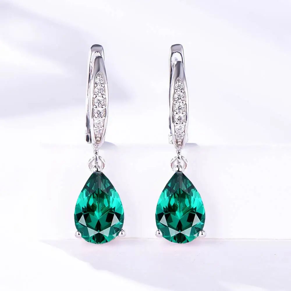 Emerald Kuolit, серебряные серьги-Клипсы из натуральной 925 пробы для женщин, синие серьги из сапфирового драгоценного камня, ювелирные изделия для свадьбы, подарок на день рождения - Цвет камня: Emerald