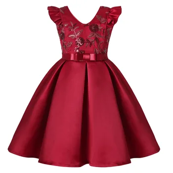 

2020 New style children sequin dress holiday party princess clothes kids banquet costumes European American girls dresses