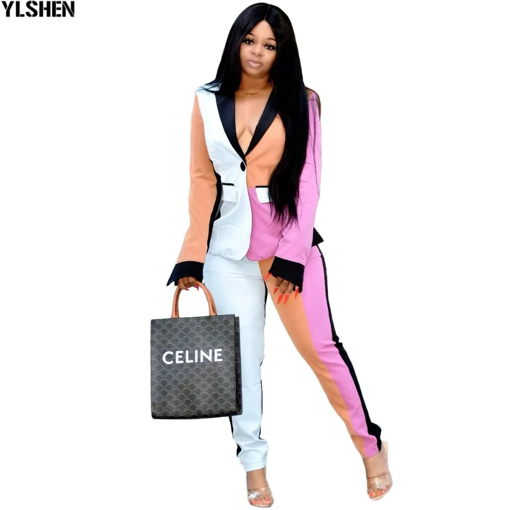 African Women Sets Print Long Sleeve Blazer Jacket Pants Suits Office Lady Elegant 2 Piece Set Business Outfits Africa Clothing 12