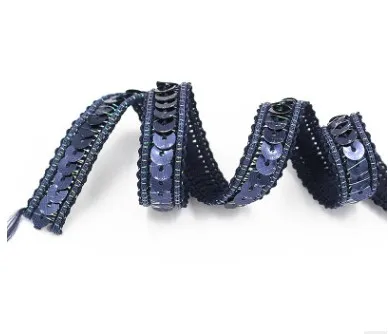 color23 navy SASKIA 25 метров блесток блестка Африканский кружевной Материал лента отделка пришить платье одежда шторы аксессуары Diy Золото Серебро 1,2 см - Цвет: color23 navy