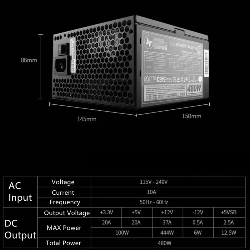 Блок питания для Super Flower Golden Butterfly Battle Page HX480W ATX GTX1070Ti бесшумный блок питания 480 Вт блок питания SF-480P14XE(HX