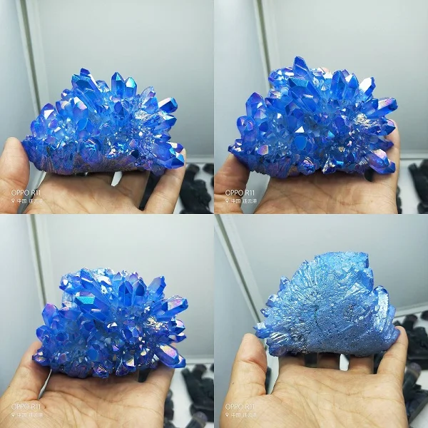 232g Phantom Blue натуральный Титан с покрытием Рок Кварцевый кластер Geode Druzy Кварцевый Минеральный Sampl - Цвет: 232g
