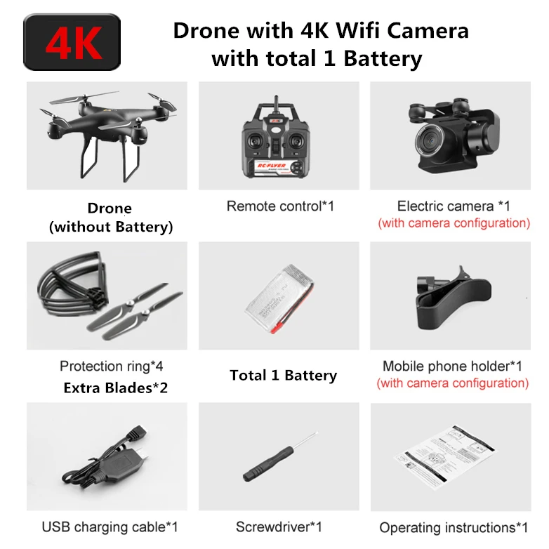 Радиоуправляемый Дрон с 4K WiFi FPV с электрической регулировкой камеры Квадрокоптер 25 минут Летающий время Квадрокоптер игрушка для ребенка Дрон VS SG901 - Цвет: Black 4K Camera 1B