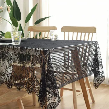 

American country eyelash lace tablecloth black and white beautiful cloth napkin coffee table cafe book table linen