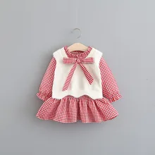 Осеннее платье для малышей хлопковые платья с длинными рукавами для детей, одежда для девочек