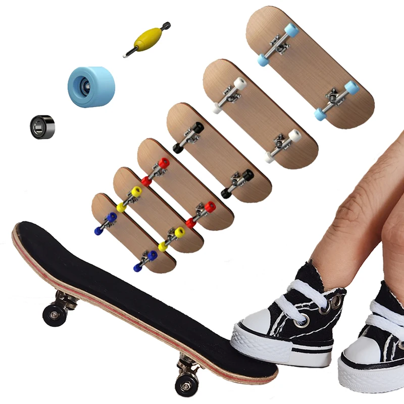1 conjunto fingerboard sapatos tecnologia mini skate de madeira básica placas dedo skate scooter deck profissional novidade crianças presente