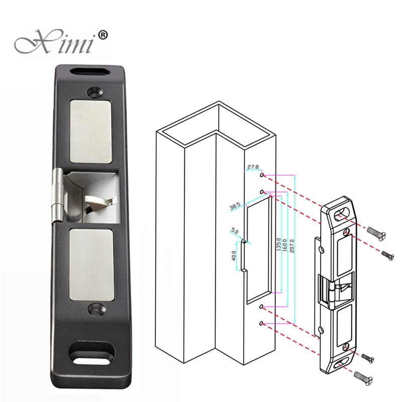 

304 Stainless Steel Electric Strike Lock For Push Panic Bar Exit Device Emergency Door For Fire Exit Door With Push-rod Lock