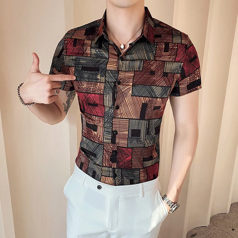 2020 Summer Plaid Men Shirt Plus Size Short Sleeve Casual Slim Business Dress Shirts Chemise Homme Streetwear Camisa Masculina 2020 Summer Plaid Men Shirt Plus Size Short Sleeve Casual Slim Business Dress Shirts Chemise Homme Streetwear Camisa Masculina