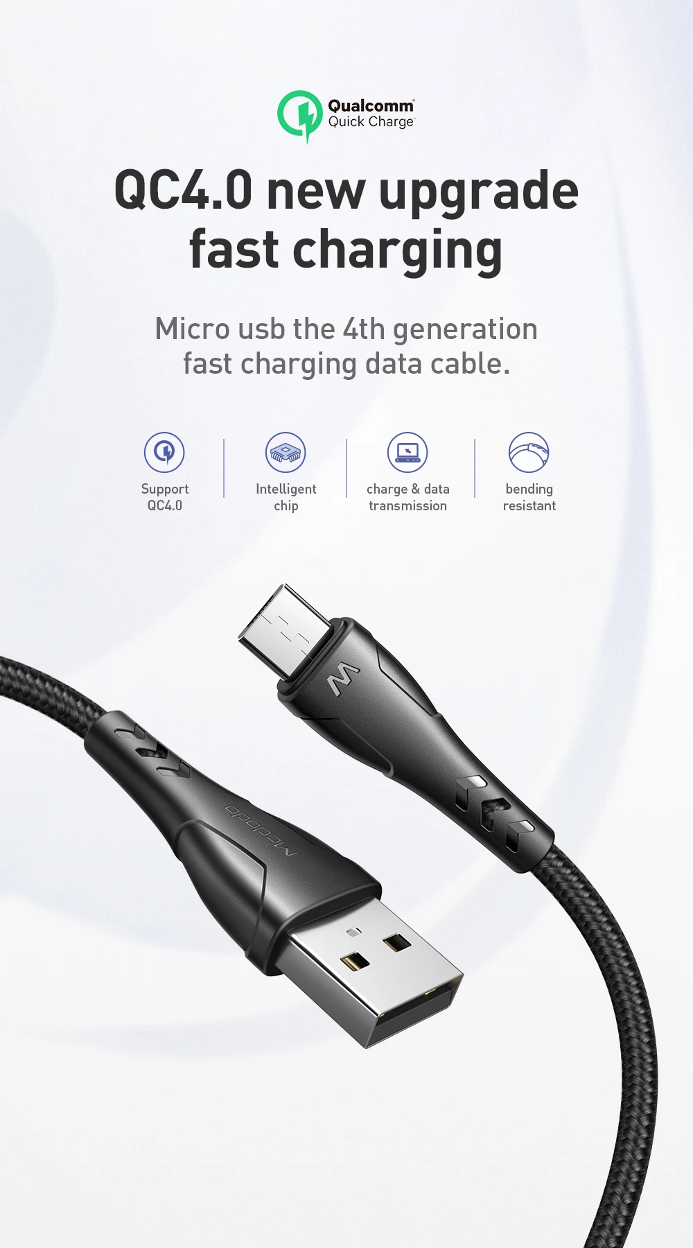 Mcdodo Micro USB кабель для быстрой зарядки QC3.0 для Xiaomi Redmi Note 5 Pro Android Mini Phone зарядное устройство кабель для передачи данных для samsung S7 шнур