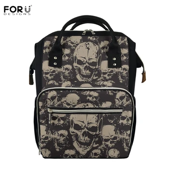 

FORUDESIGNS Punk Retro Skulls 3D Print Diaper Backpack Large Maternity Travel Stroller Bag Zipper Nappy Bags for Mummy Baby Care