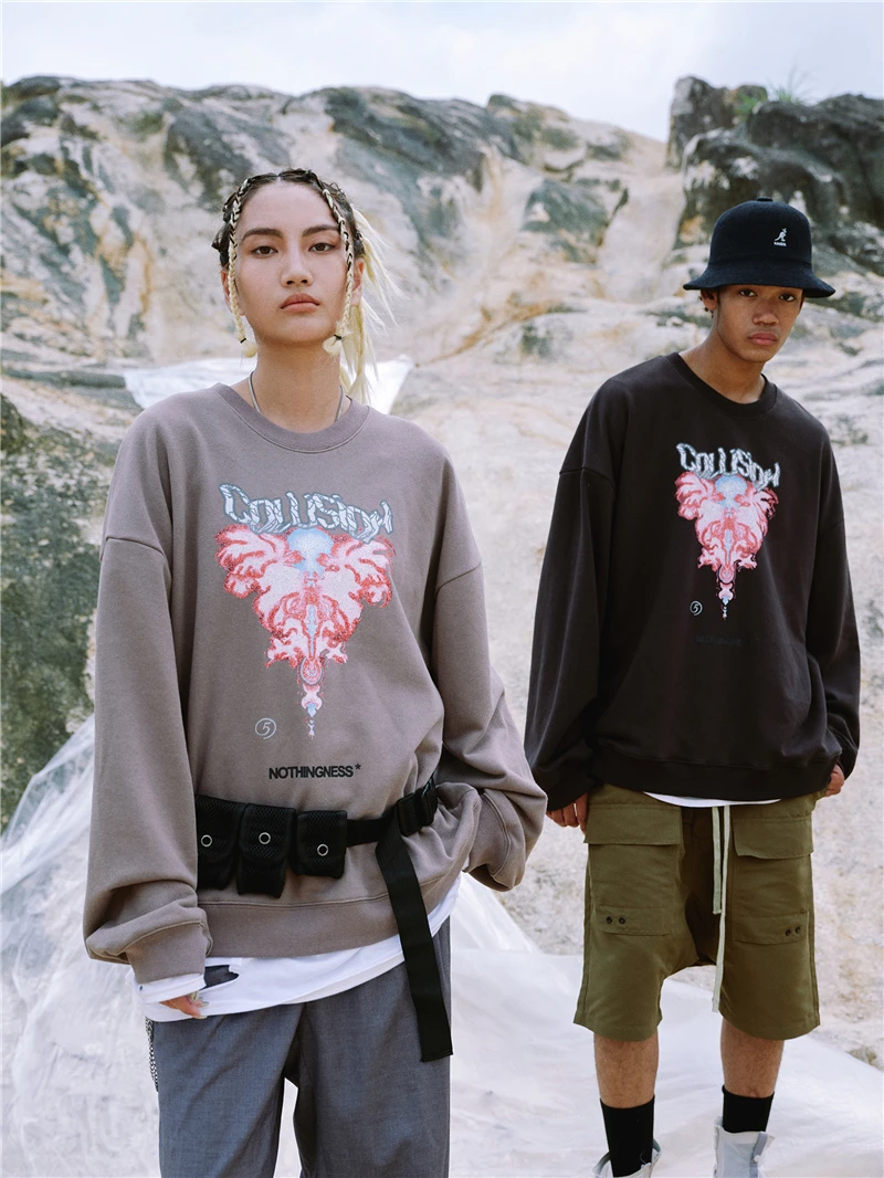 CoooColl Новинка 19FW Осень Зима хип-хоп одежда с капюшоном для улицы модный хип-хоп тяжелый дымчатый принт Толстовка для мужчин пуловер Топ толстовки