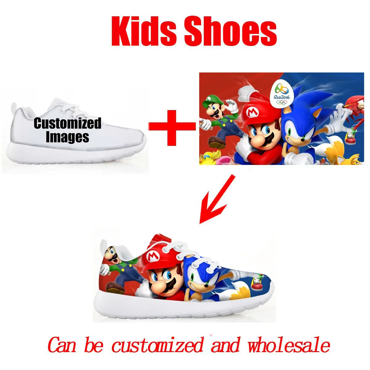 Lace-up Shoes Childrens Sonic Shoes Baby Kids Sneakers for Children Boys Girl Kids Mario Sonic Casual Flats Breath 2020 Fashion