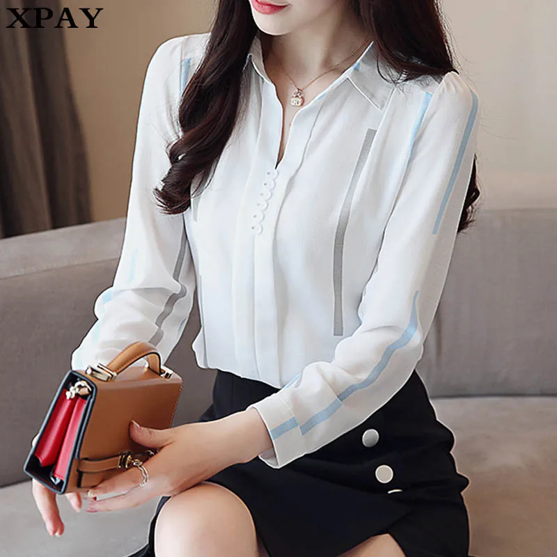 

Summer Blouse Women Shirt 2020 Fashion Long Sleeve Striped Woman Blouses Ladies New OL Office Work Wear Womens Tops And Blouses