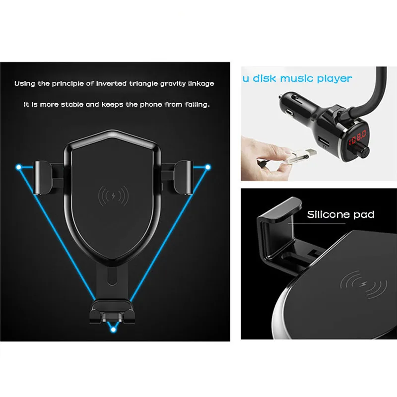 Qi USB Car Phone Charger Adapter 3.1A With Digital LED Display Universal Dual USB Phone With Mp3 player Fm Transmitter