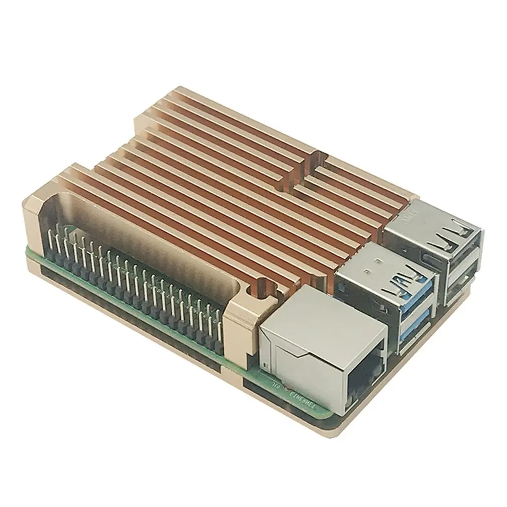 Для Raspberry Pi 4 Модель B алюминиевый корпус алюминиевый чехол Золотой запасные части коробки