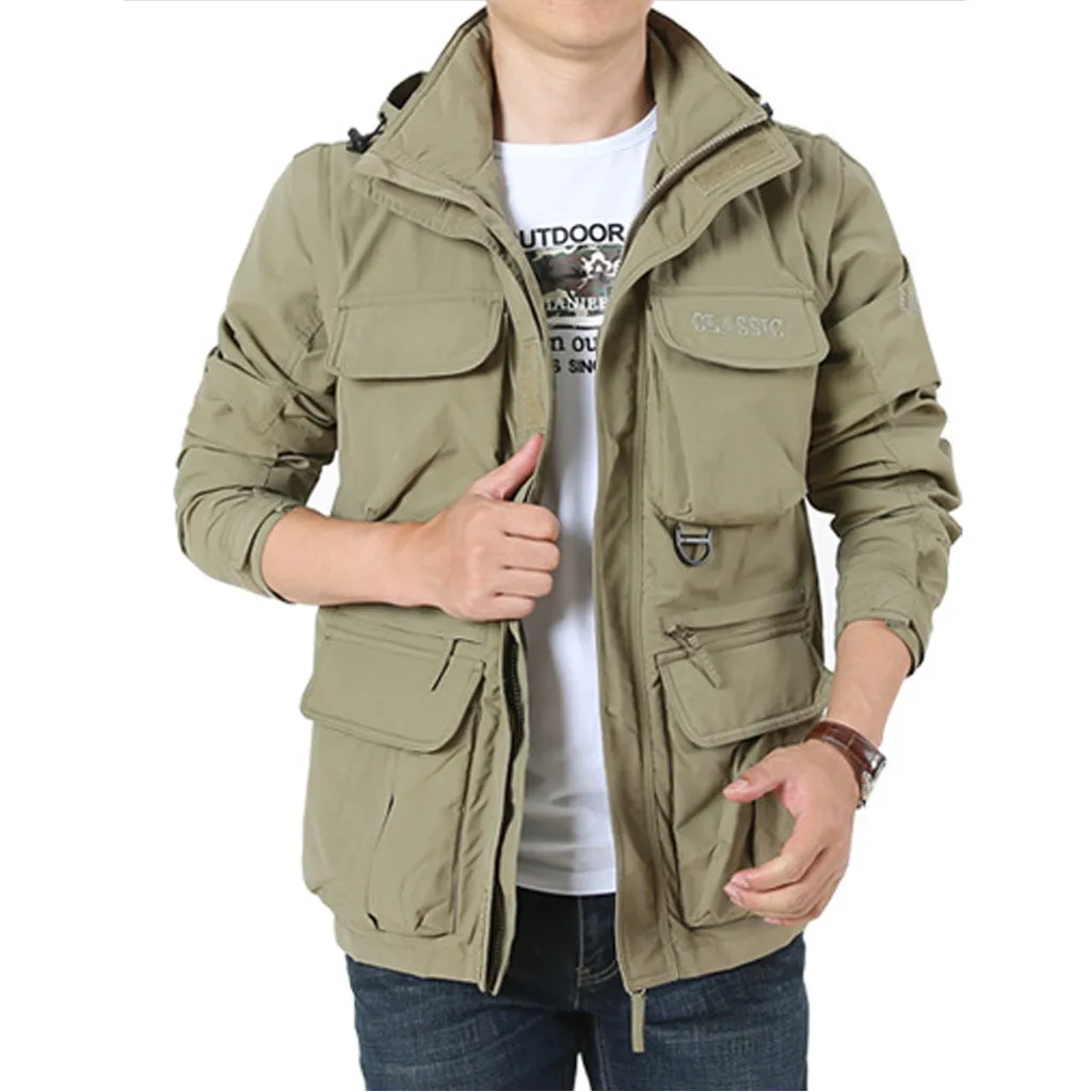 erkek mont veste homme chaqueta hombre coat men's Detachable Sleeve Loose Outdoor Mountaineering Sportswear erkek mont casaco