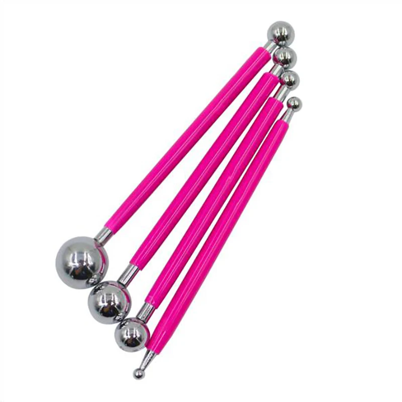 Лиловый 4 шт многоцветная помадка торт инструмент из нержавеющей стали набор для гравировки инструмент двойной помадки лепесток украшение инструмент ручка с гравировкой таблетки - Цвет: Лиловый