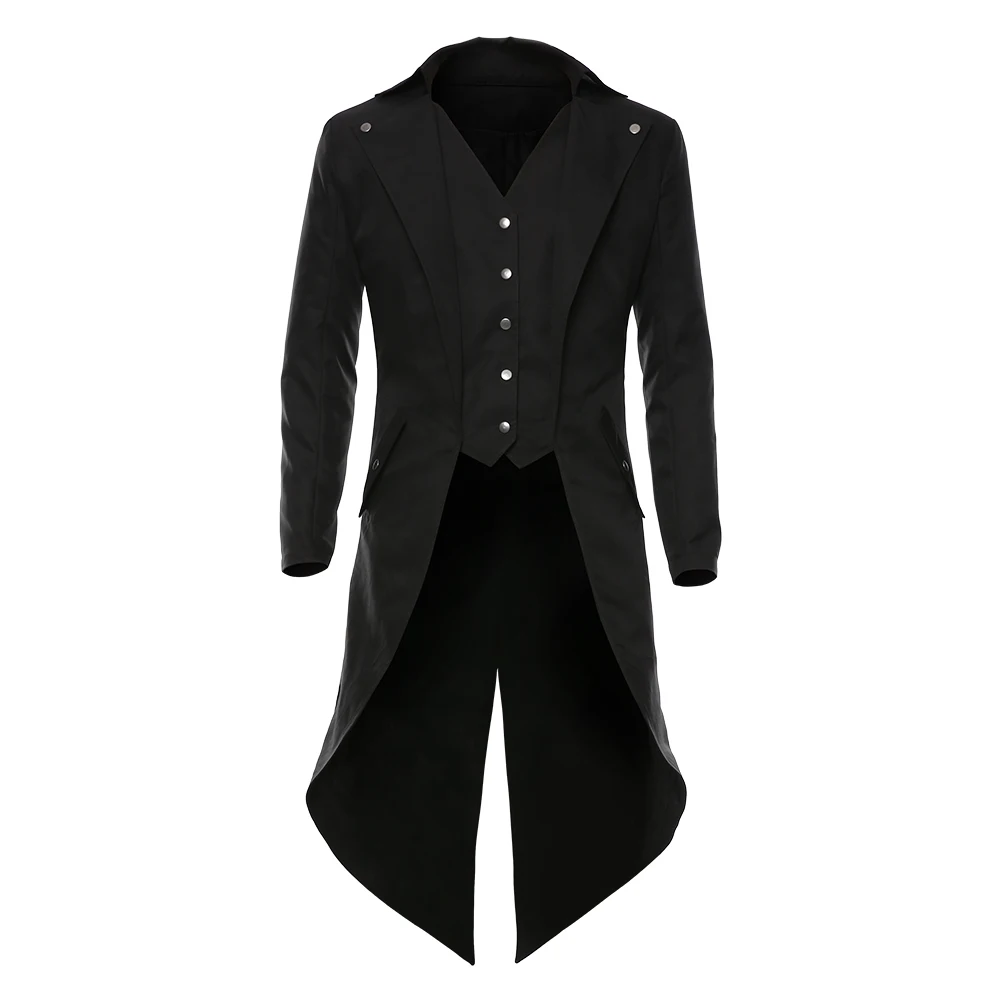 Для взрослых мужчин готический Хэллоуин стимпанк плащ викторианский костюм платьице Косплей Мужской винтажный пиджак-фрак наряд